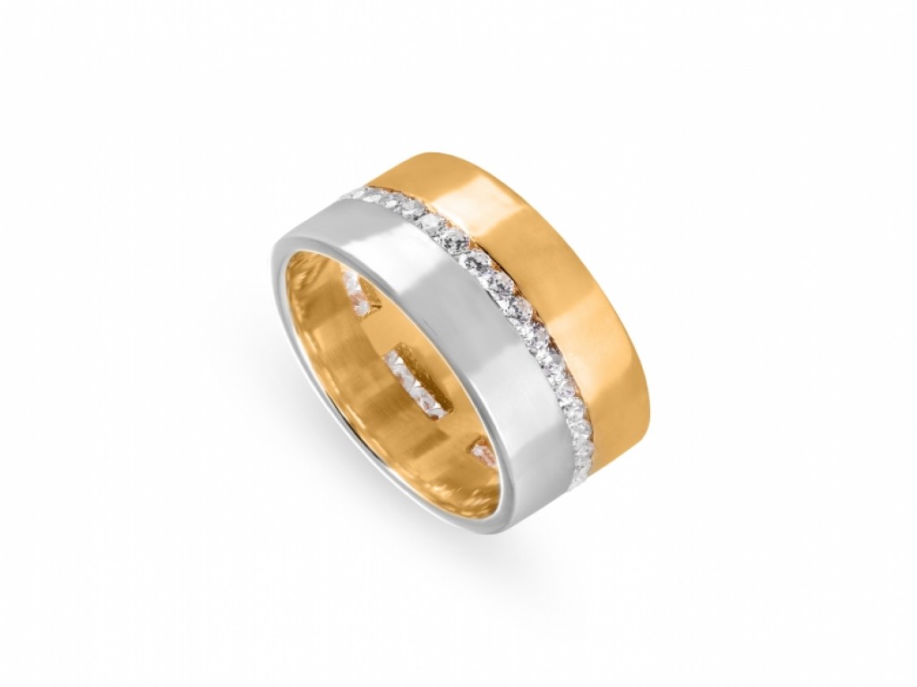 Aliança de Casamento Ouro Amarelo e Branco com Diamantes ALR004115A
