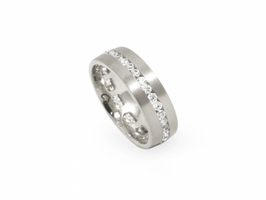 Aliança de Casamento Ouro Branco com Diamantes ALR004095B