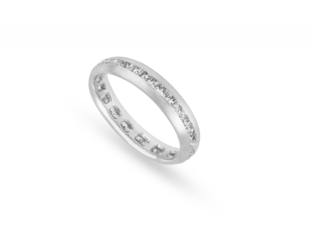 Aliança de Casamento Ouro Branco com Diamantes ALR004372B