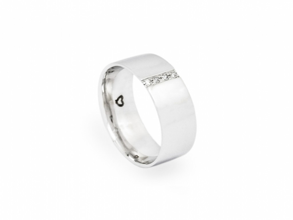 Aliança de Casamento Ouro Branco com Diamantes ALR004076B