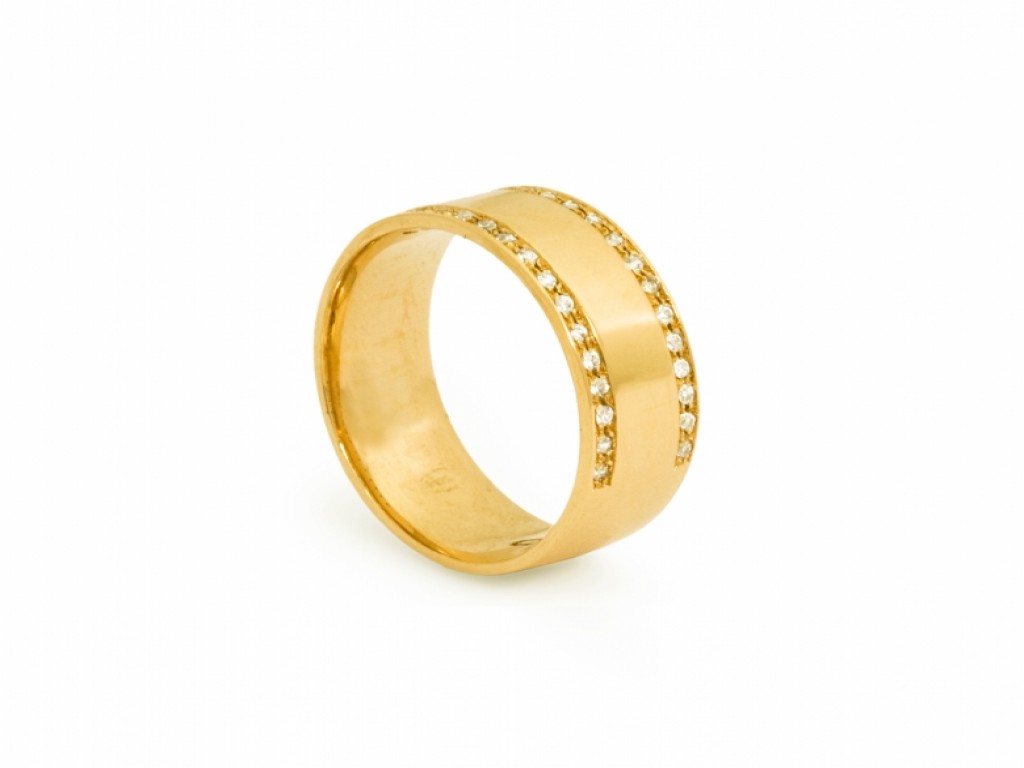 Aliança de Casamento Ouro Amarelo com Diamantes ALR004124