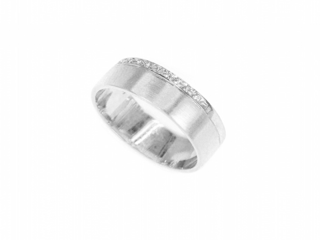 Aliança de Casamento Ouro Branco com Diamantes ALR004127B