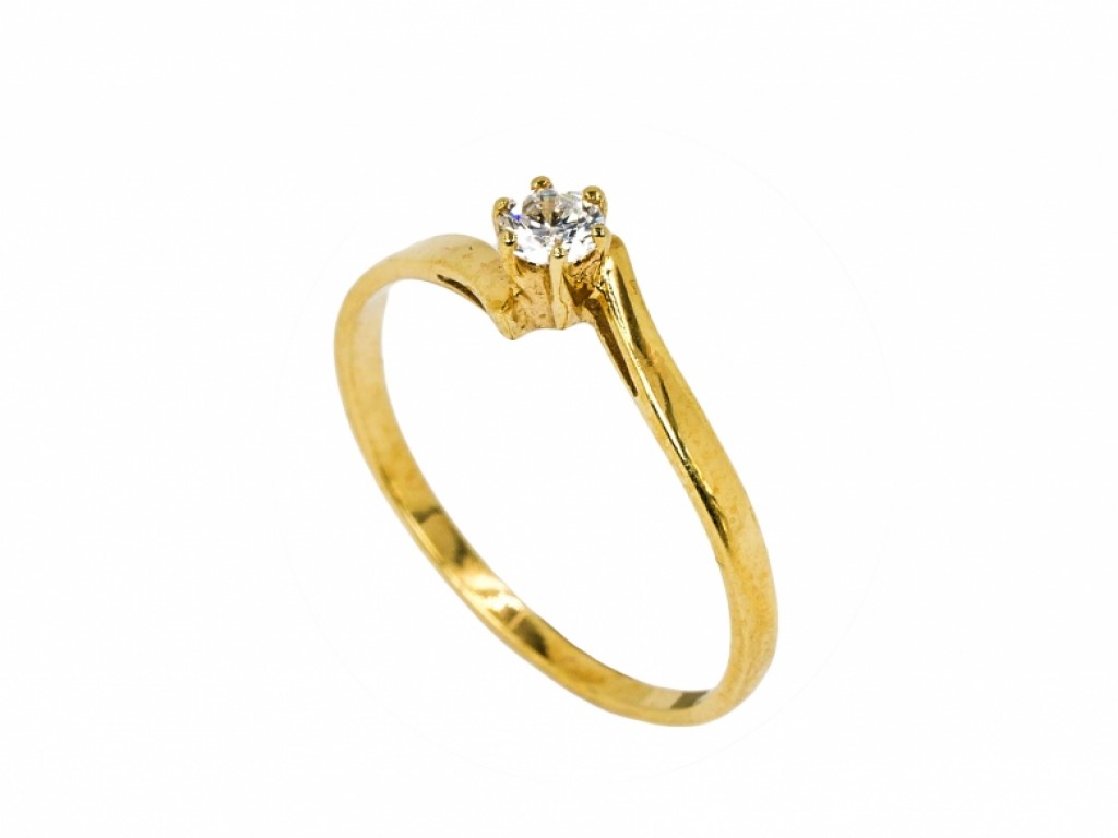 ANEL SOLITÁRIO OURO AMARELO COM Zircónias Brancas AN000162