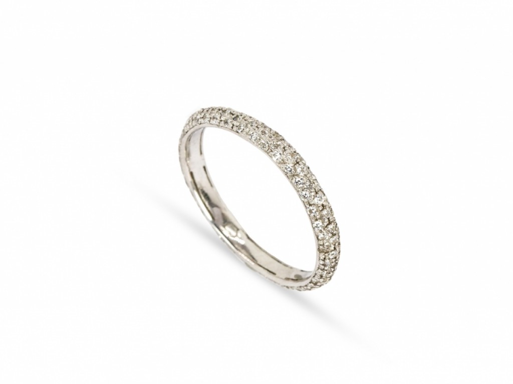 Aliança de Casamento Ouro Branco com Diamantes ALR004365B