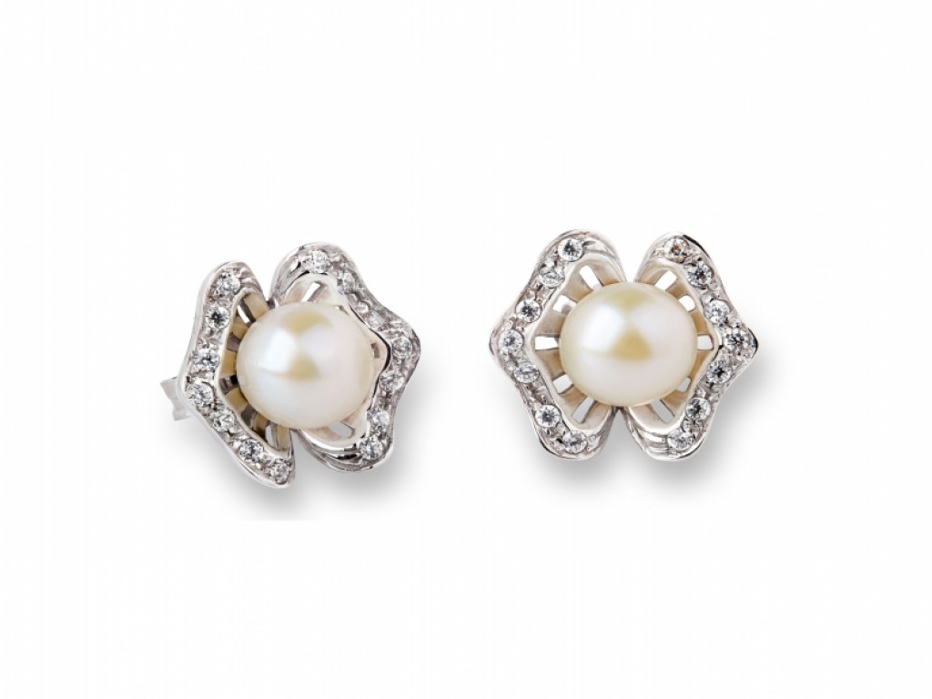 Brincos Tornilhos Ouro com Pérolas TR004627B