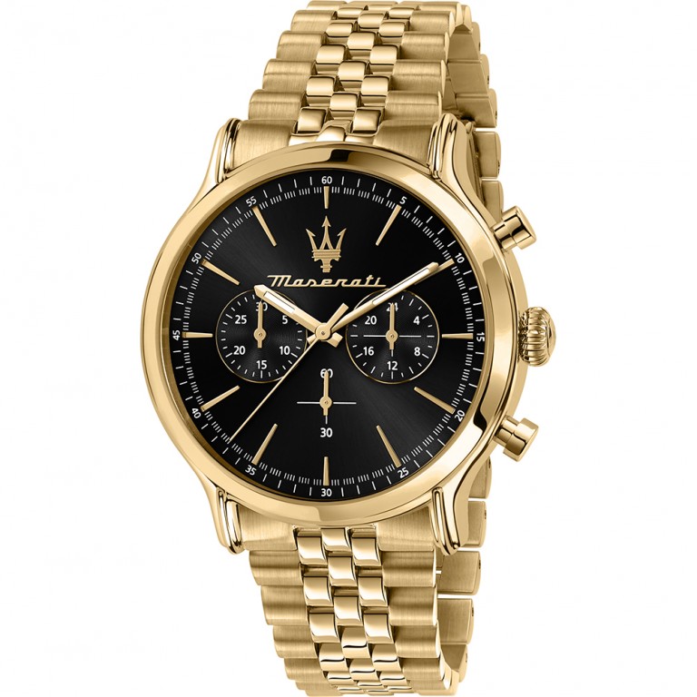 Relógio Maserati EPOCA 42MM CHR BLACK DIAL BR YG