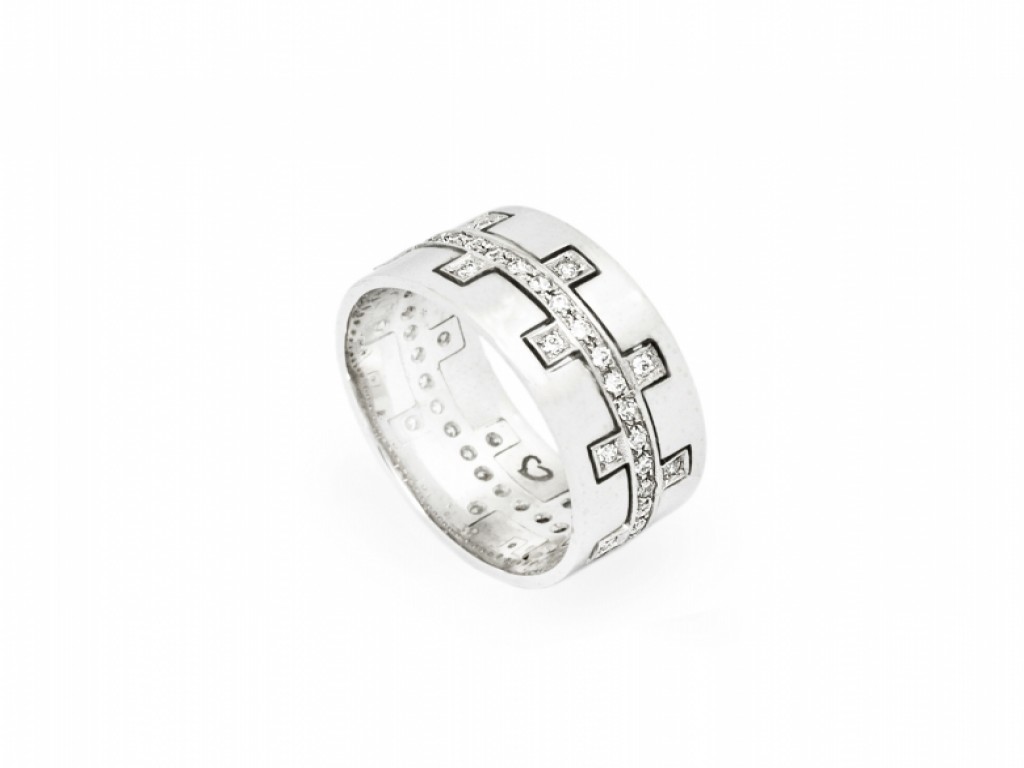 Aliança de Casamento Ouro Branco com Diamantes ALR004099B