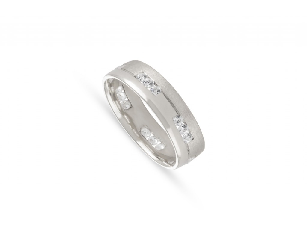 Aliança de Casamento Ouro Branco com Diamantes ALR004373B