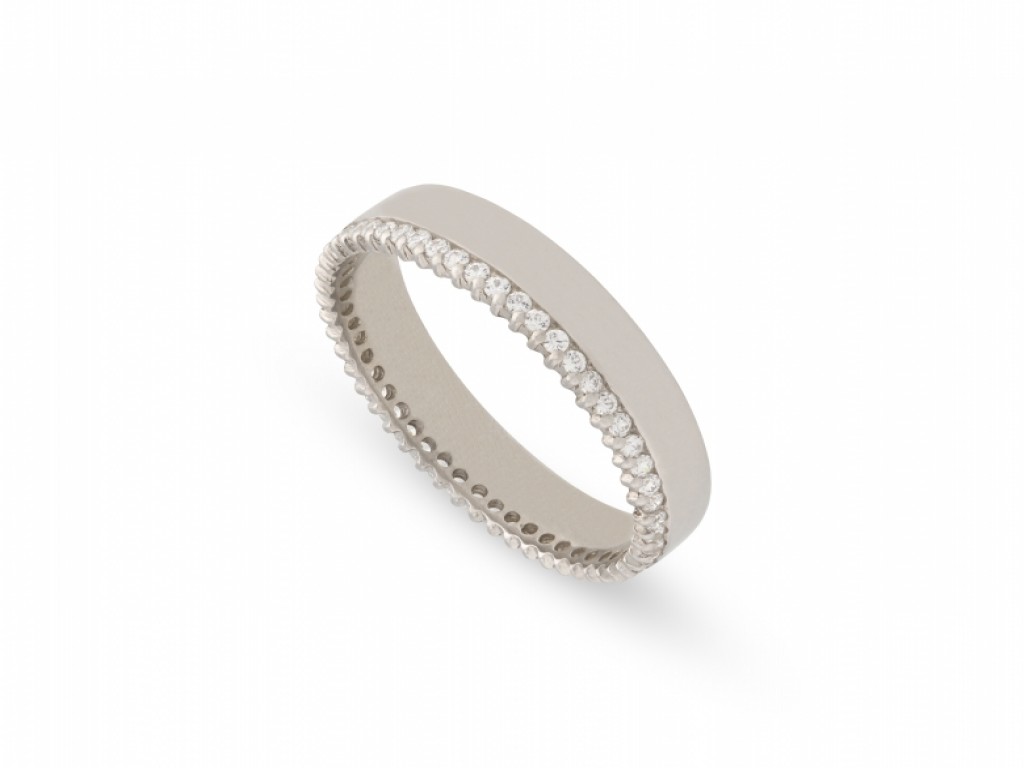 Aliança de Casamento Ouro Branco com Diamantes ALR005139B