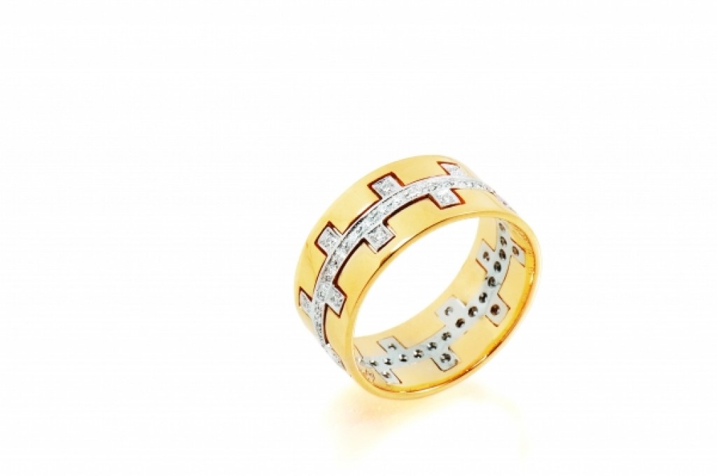 ALIANÇA BICOLOR ROMANTIS CRAFTED LOVE zirconias brancas