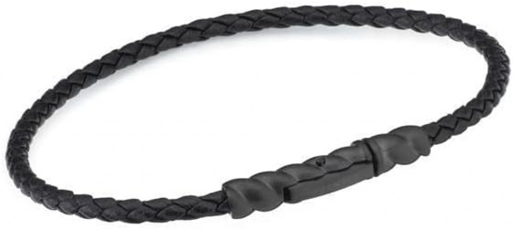 Pulseira de couro preto com fecho preto