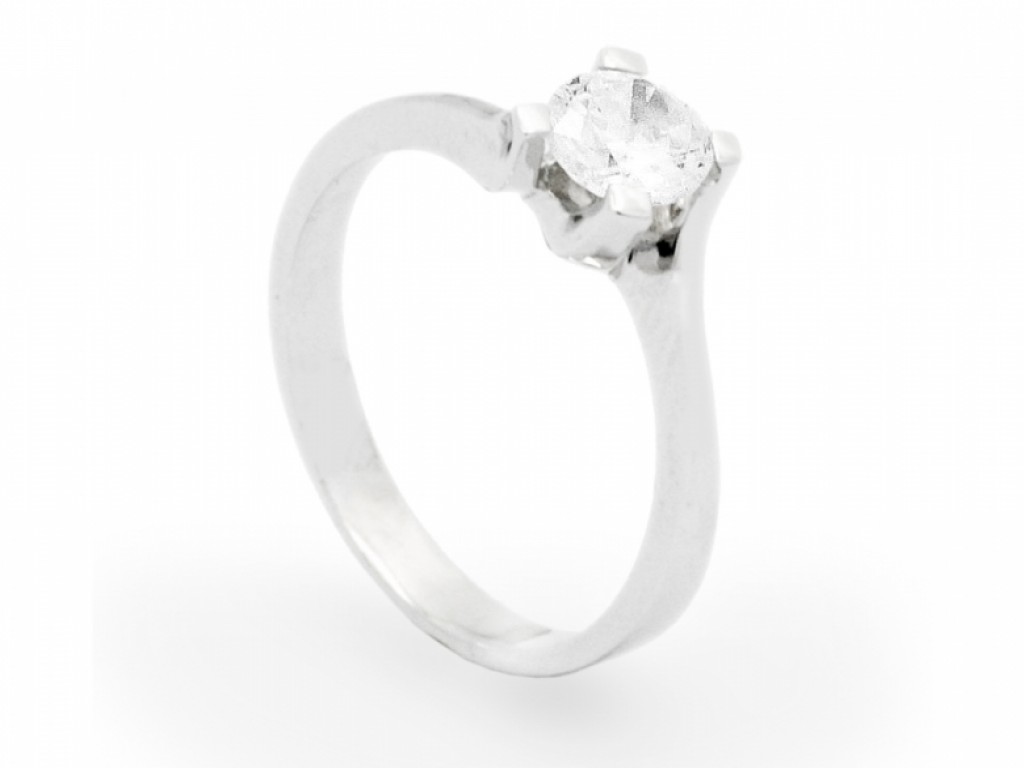 ANEL SOLITÁRIO OURO BRANCO COM Zircónias Brancas AN003420B