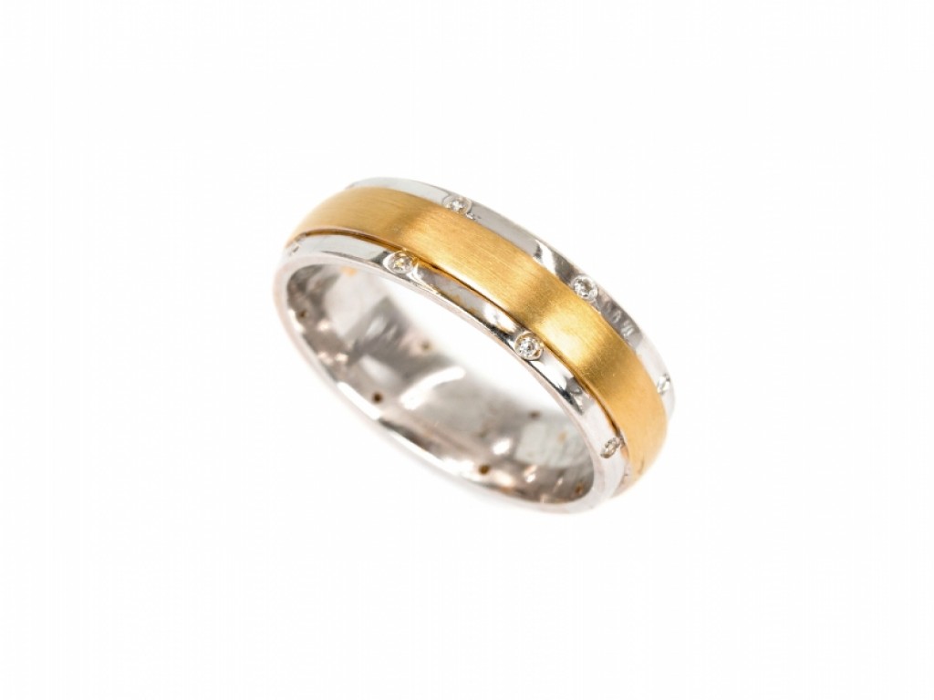 Aliança de Casamento Ouro Amarelo e Branco com Diamantes ALR004116A