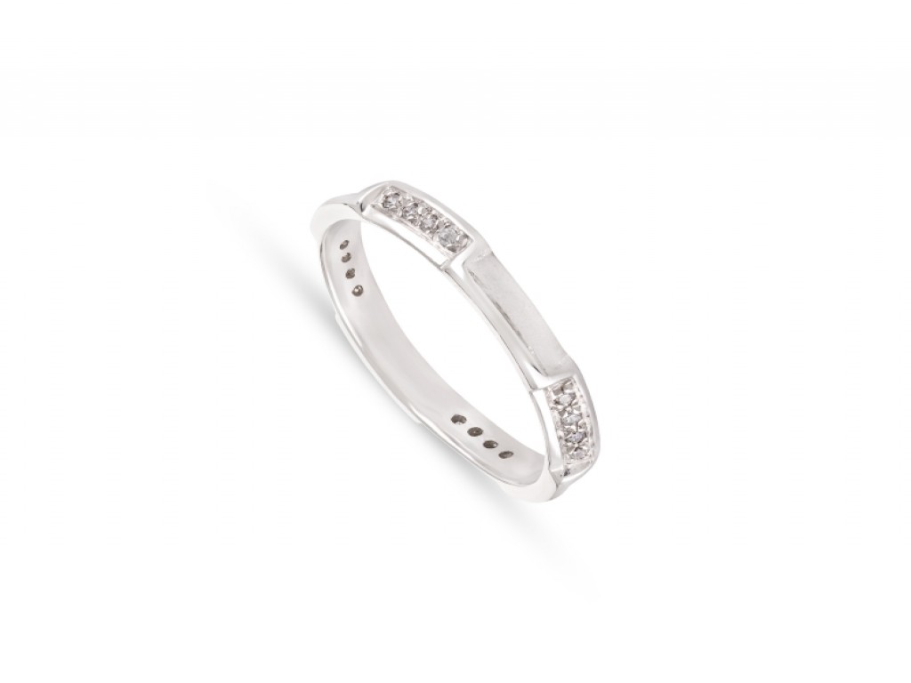 Aliança de Casamento Ouro Branco com Diamantes ALR004676B