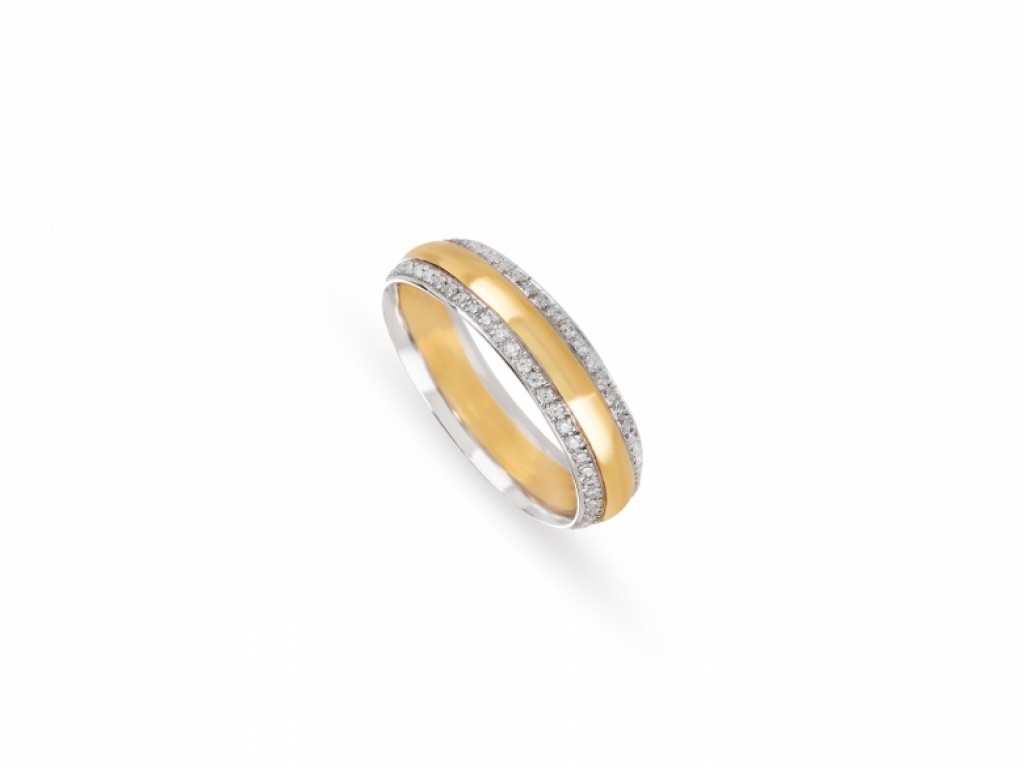 Aliança de Casamento Ouro Amarelo e Branco com Diamantes ALR005152A