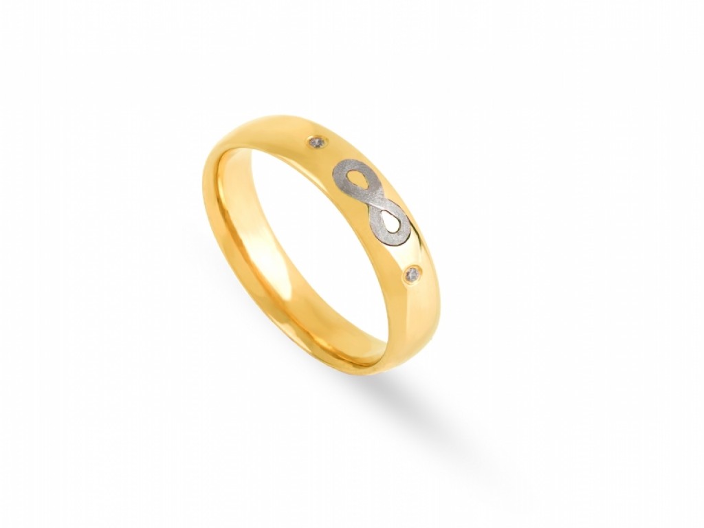 Aliança de Casamento Ouro Amarelo e Branco com Diamantes ALR005145A