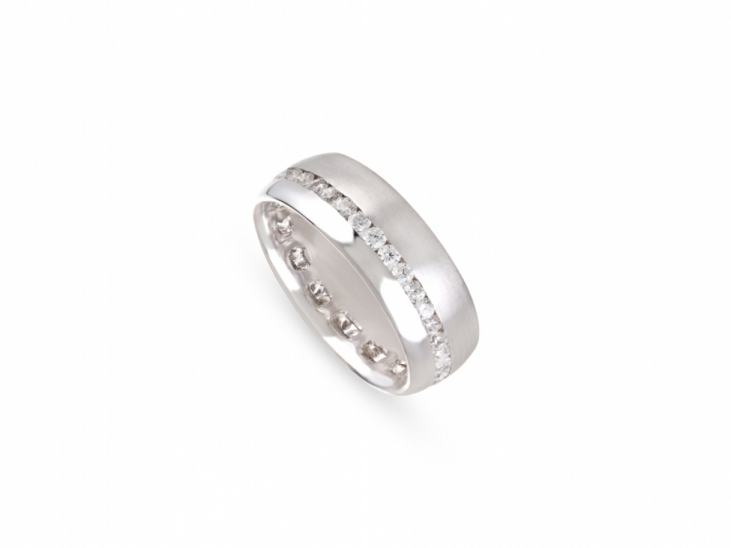 Aliança de Casamento Ouro Branco com Diamantes ALR005009B