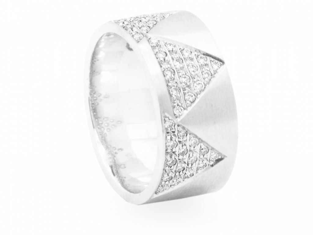 Anel de Ouro Branco Diamante Romantis