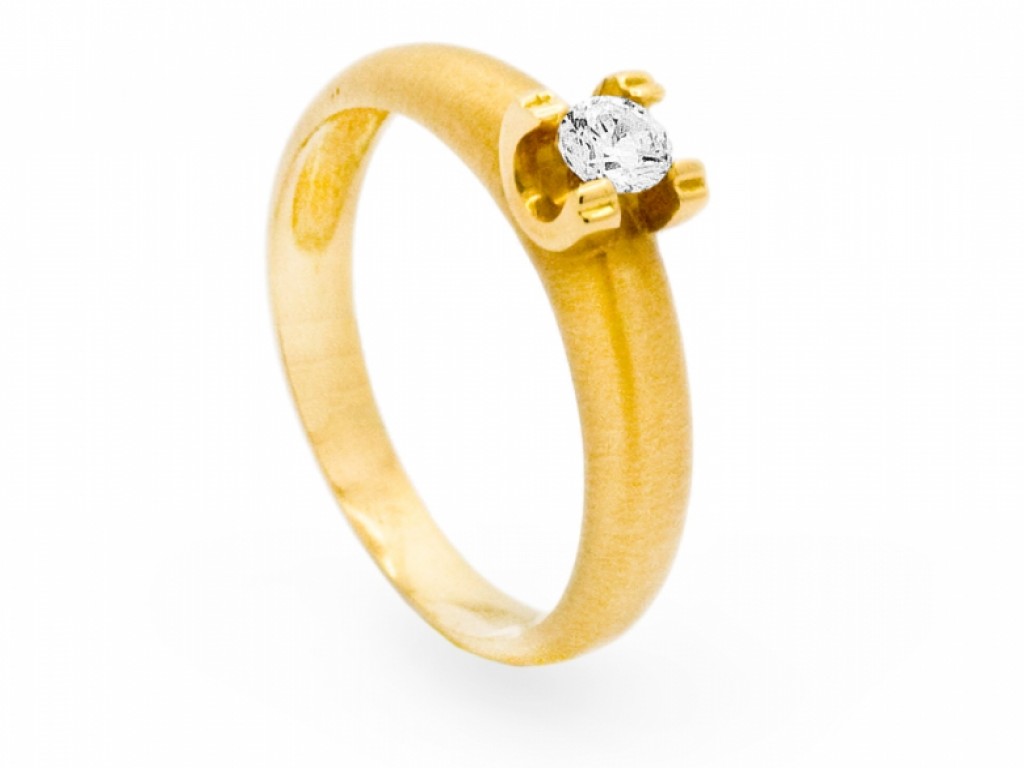 ANEL SOLITÁRIO OURO AMARELO COM Zircónias Brancas AN001165