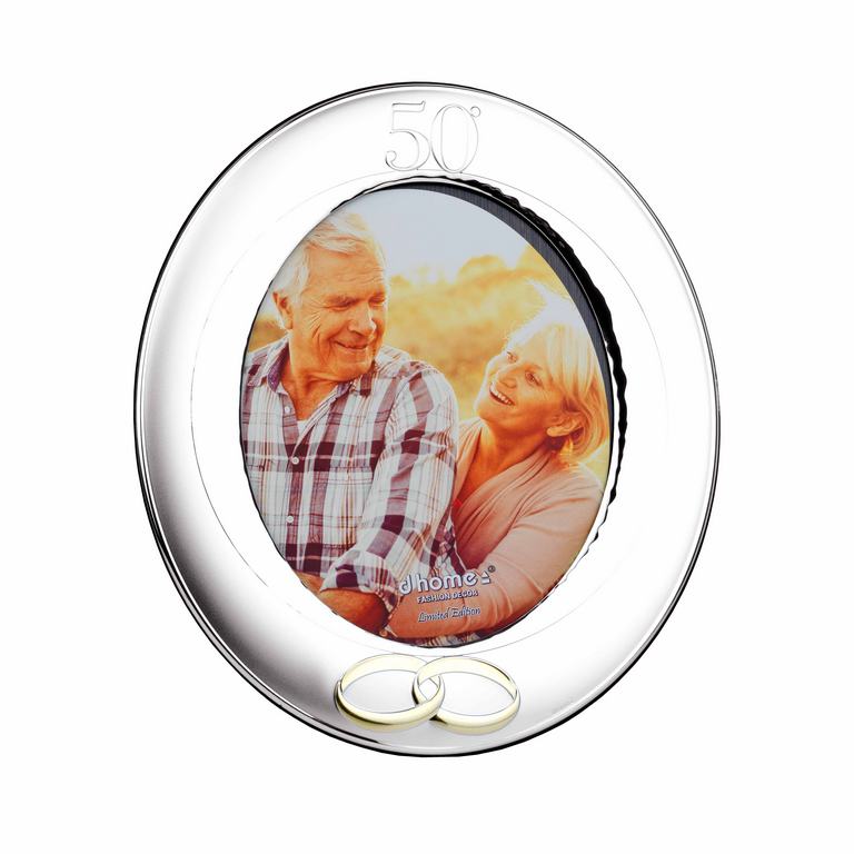 Moldura Oval em Prata Comemorativa de 50 anos de Casamento