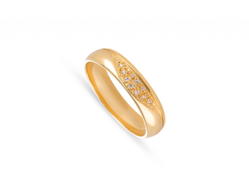 Aliança de Casamento Ouro Amarelo com Diamantes ALR004682