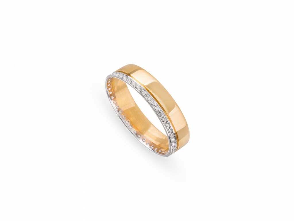 Aliança de Casamento Ouro Amarelo e Branco com Diamantes ALR004464AC