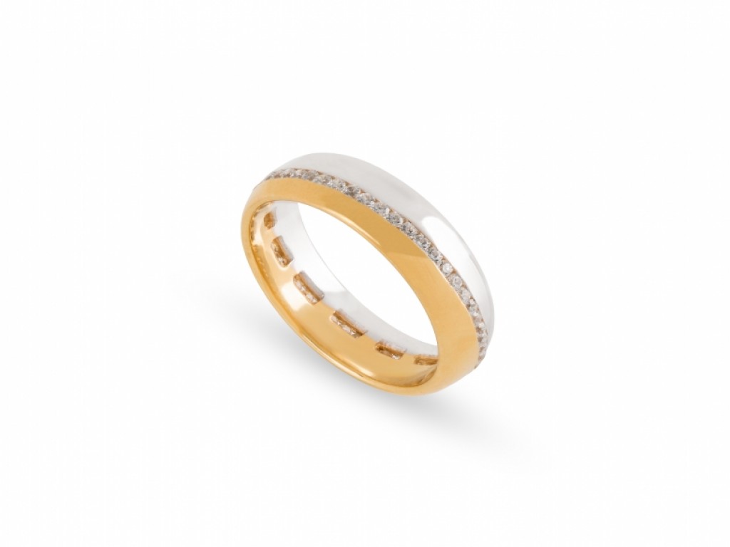 Aliança de Casamento Ouro Amarelo e Branco com Diamantes ALR004678A