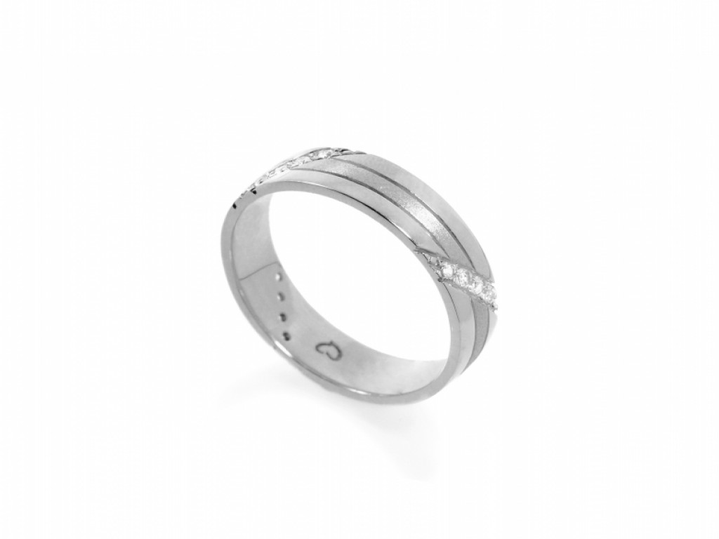 Aliança de Casamento Ouro Branco com Diamantes ALR004080B