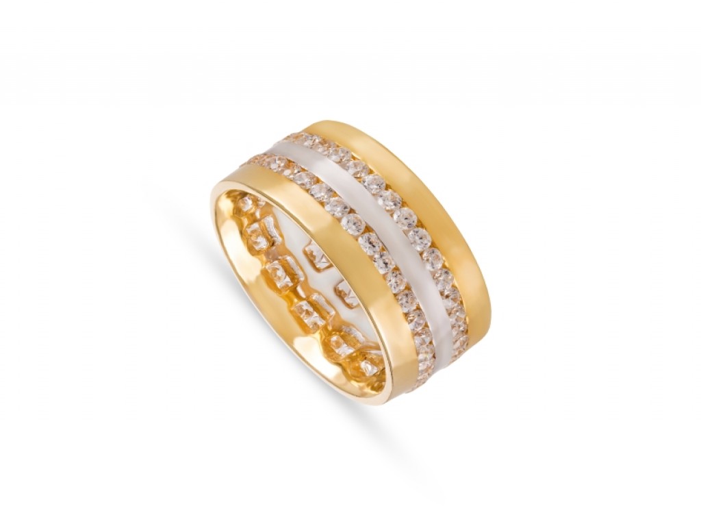 Aliança de Casamento Ouro Amarelo e Branco com Diamantes ALR004117A