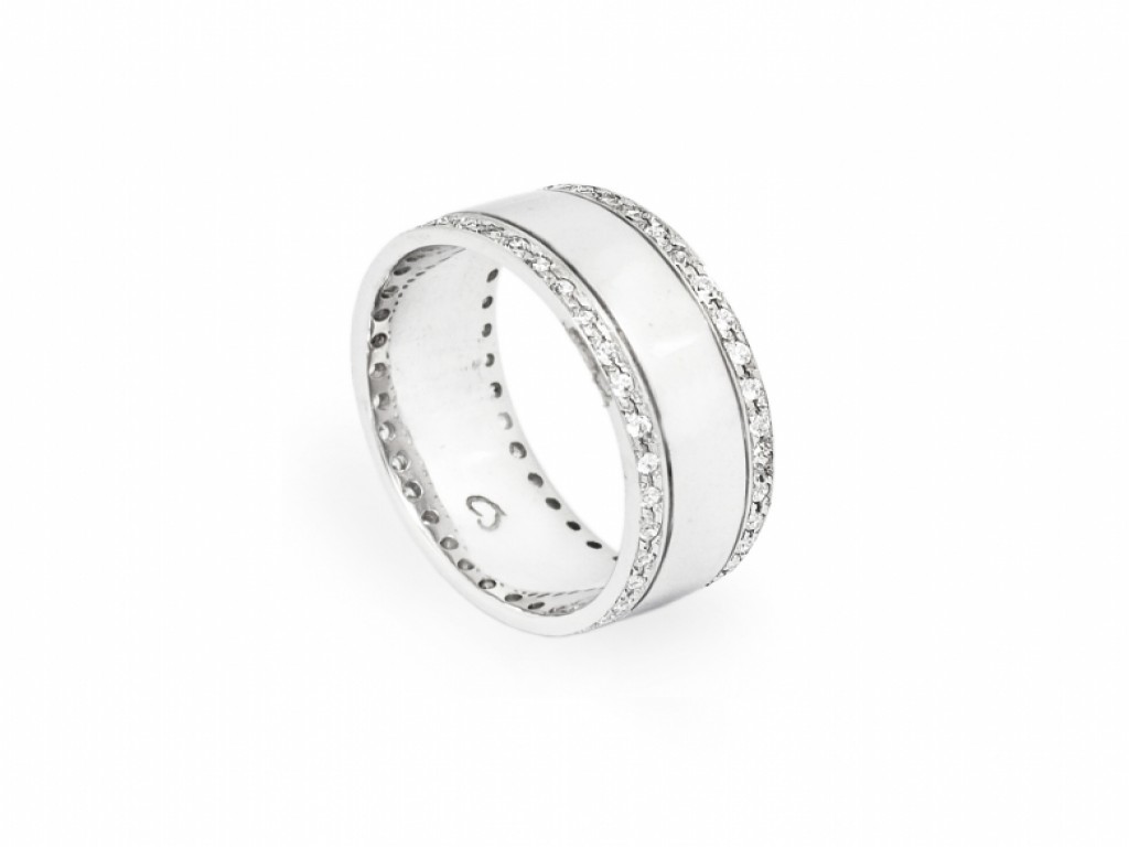 Aliança de Casamento Ouro Branco com Diamantes ALR005004B