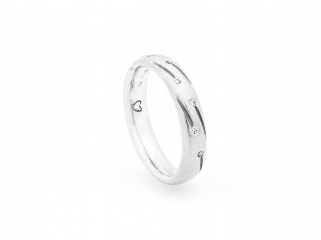Anel de Ouro Branco Diamante Romantis