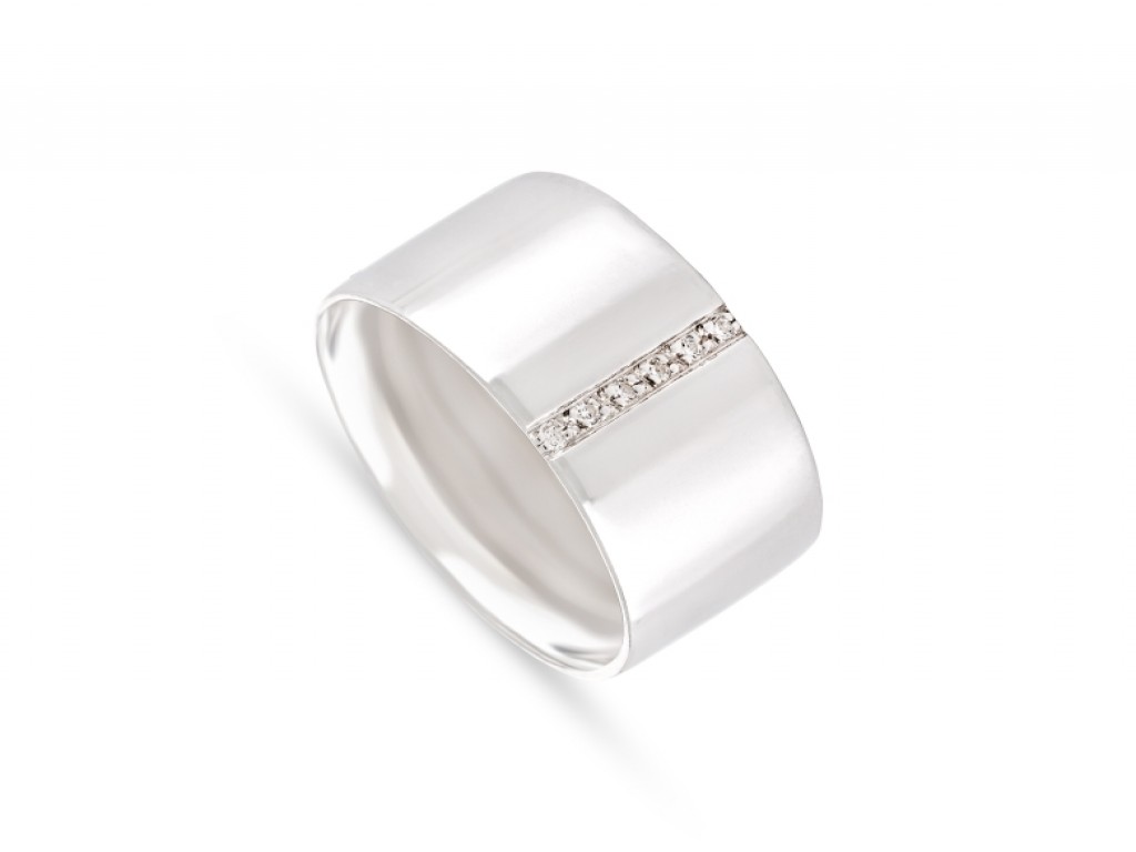 Aliança de Casamento Ouro Branco com Diamantes ALR004363B