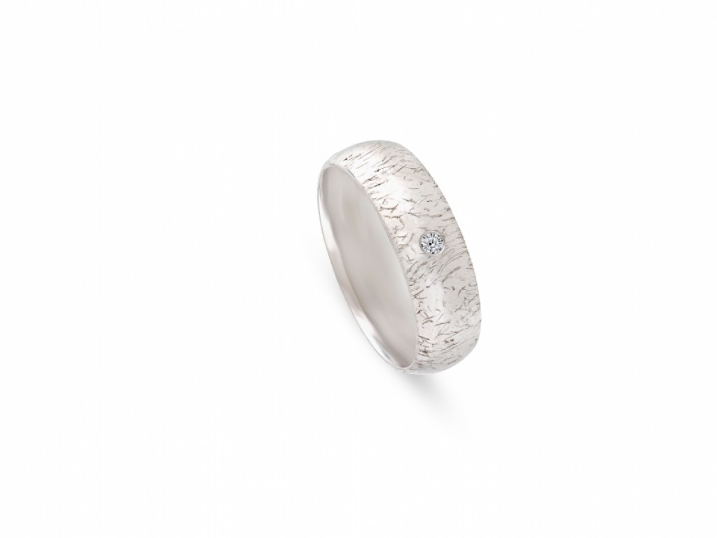 Aliança de Casamento Ouro Branco com Diamantes ALR004415S