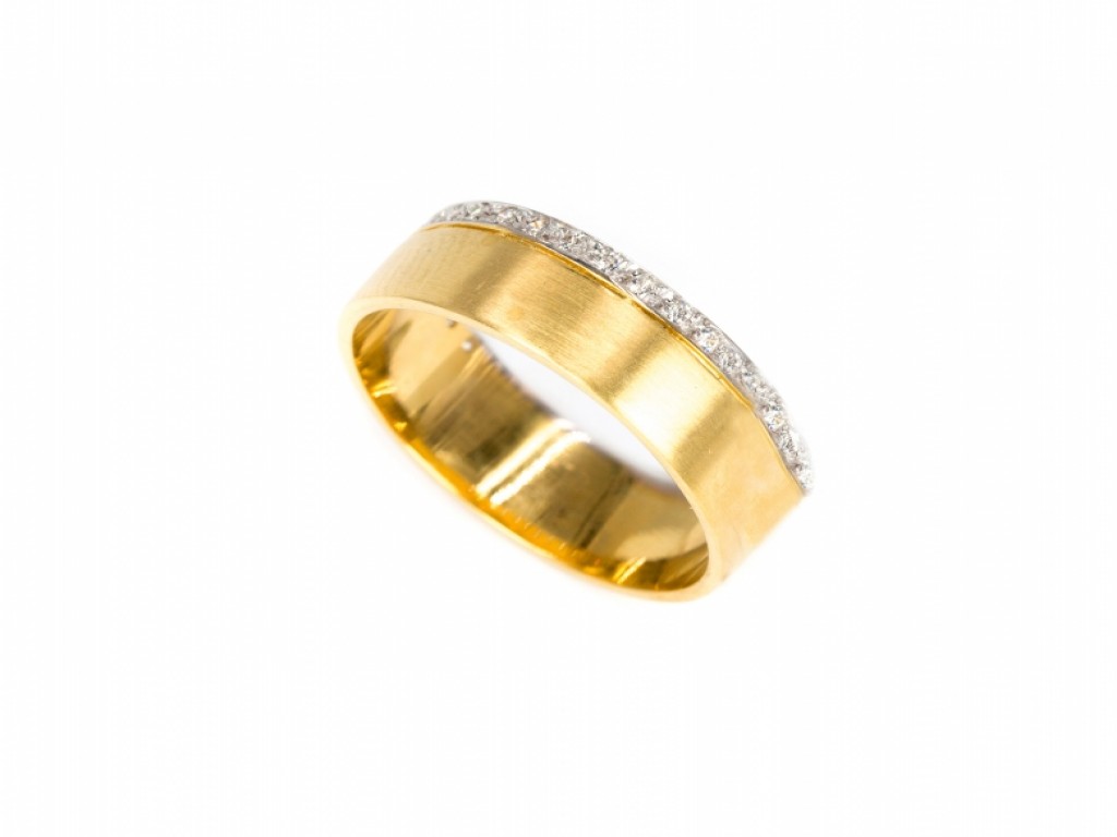 Aliança de Casamento Ouro Amarelo e Branco com Diamantes ALR004111
