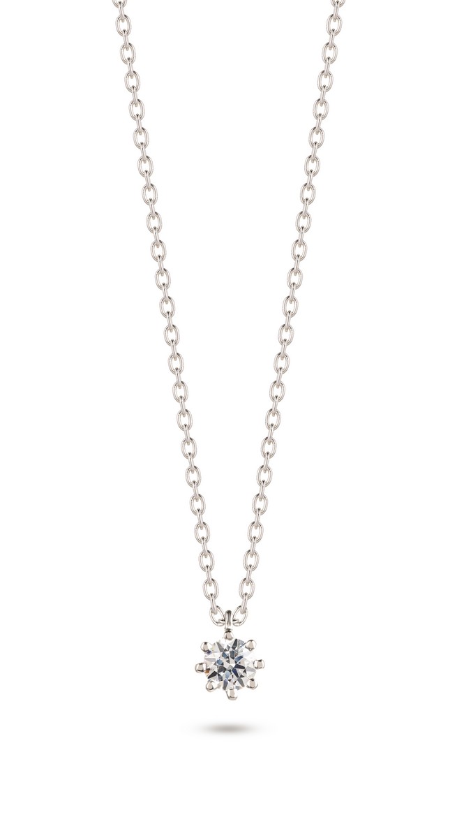 COLAR ROMANTIS EM OURO BRANCO COM DIAMANTES 