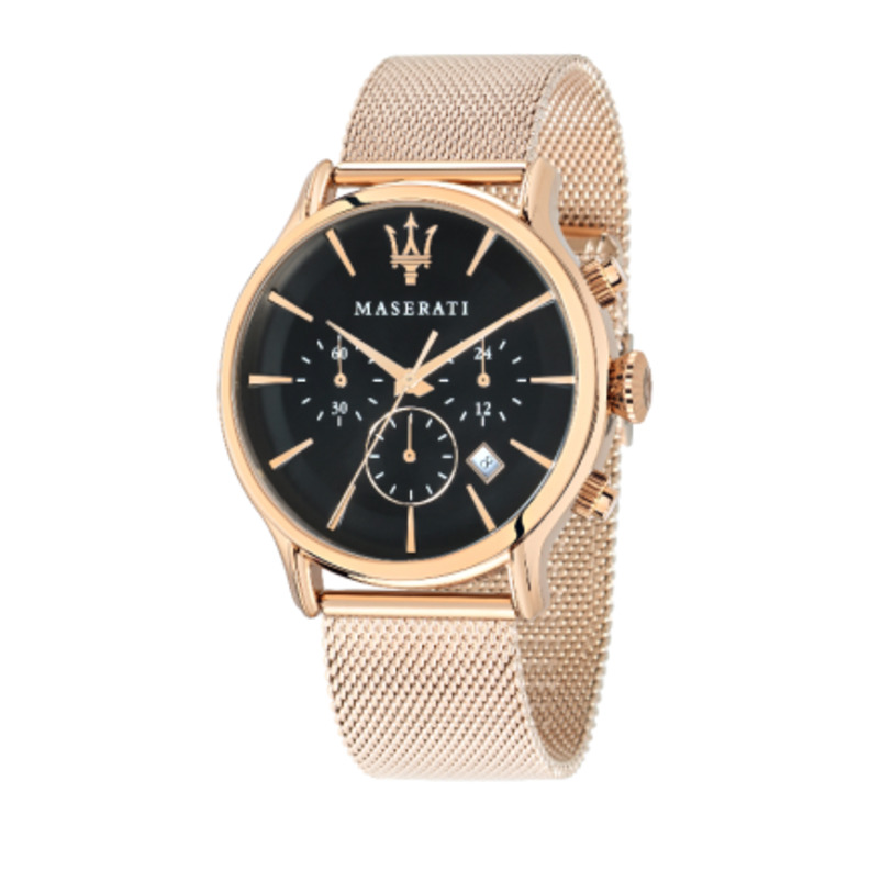EPOCA EXT 42mm CHR BLACK DIAL MESH BR RG