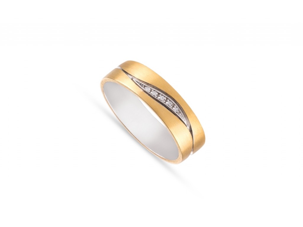Aliança de Casamento Ouro Amarelo e Branco com Diamantes ALR005317