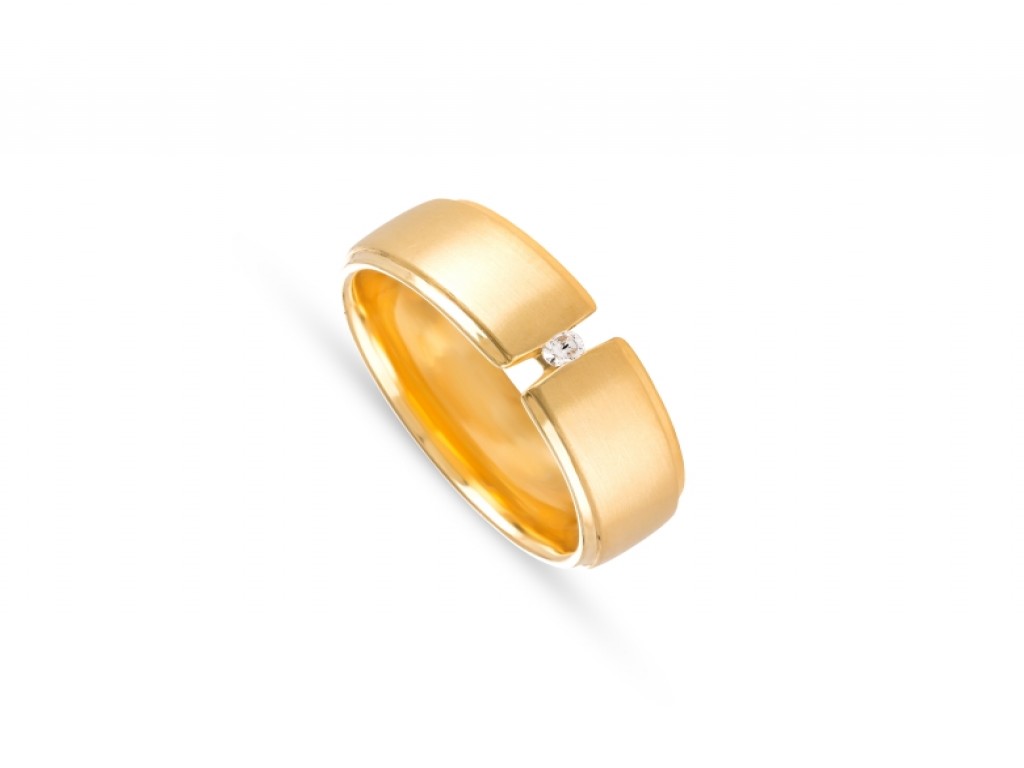 Aliança de Casamento Ouro Amarelo com Diamantes ALR004375