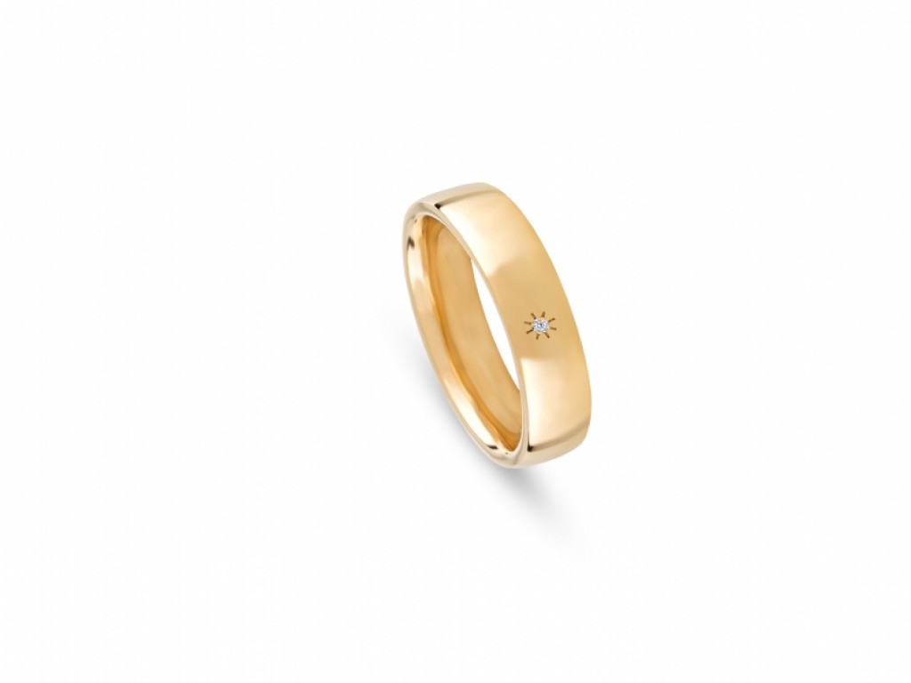 Aliança de Casamento Ouro Amarelo com Diamantes ALR005414EH