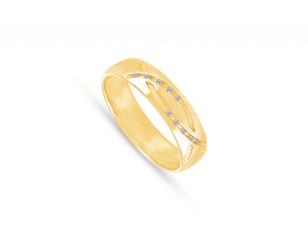 Aliança de Casamento Ouro Amarelo com Diamantes ALR005328