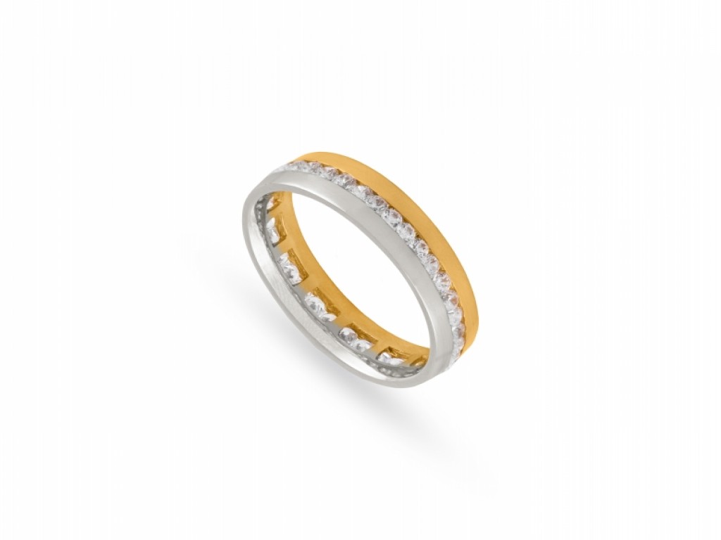 Aliança de Casamento Ouro Amarelo e Branco com Diamantes ALR004126A
