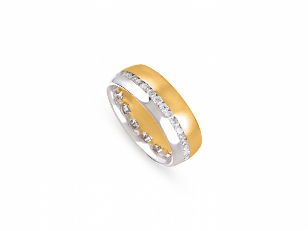 Aliança de Casamento Ouro Amarelo e Branco com Diamantes ALR005009A