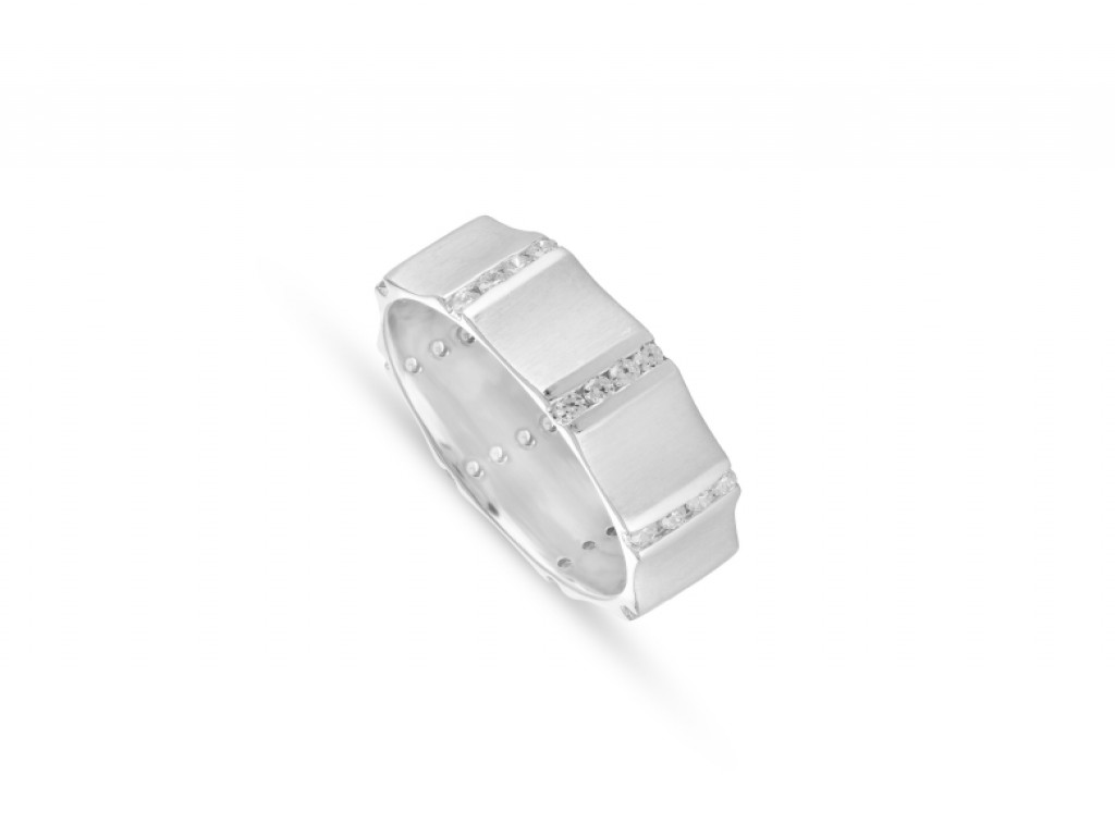 Aliança de Casamento Ouro Branco com Diamantes ALR004374B