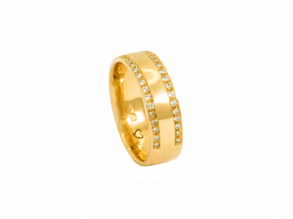 Aliança de Casamento Ouro Amarelo com Diamantes ALR004125