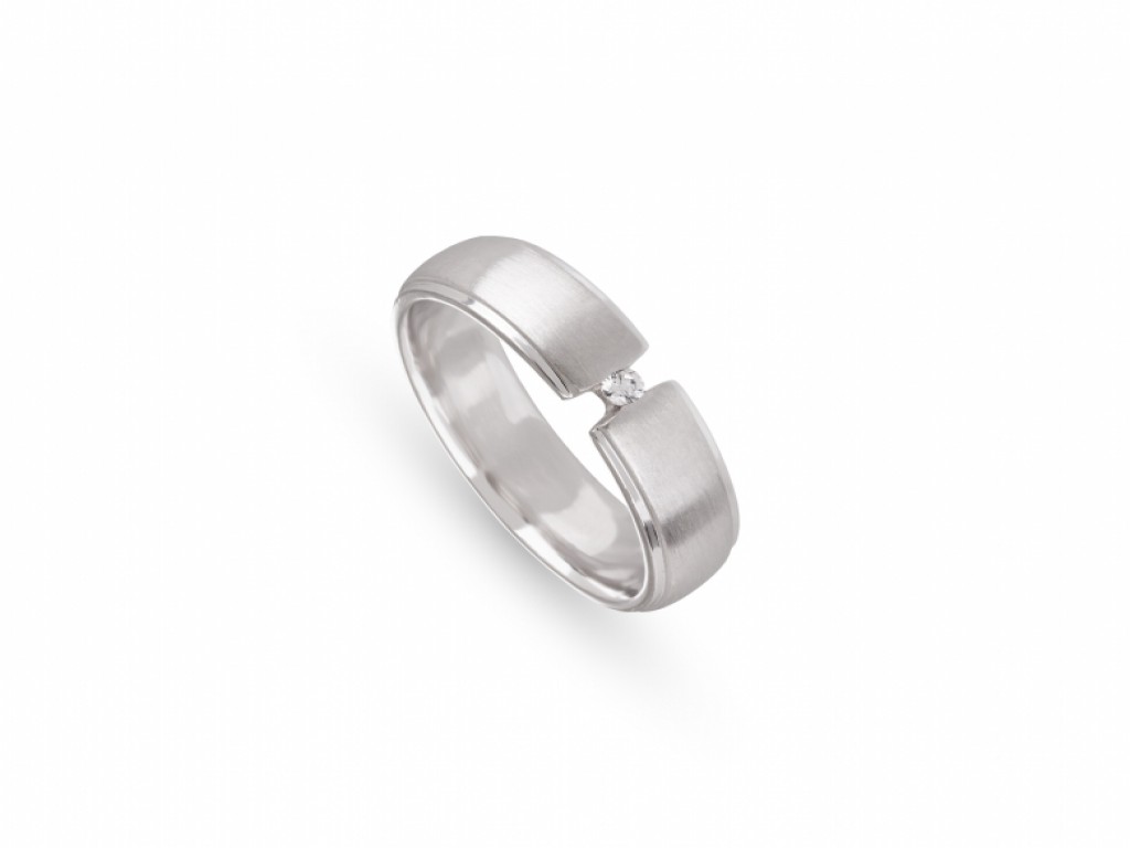 Aliança de Casamento Ouro Branco com Diamantes ALR004088B
