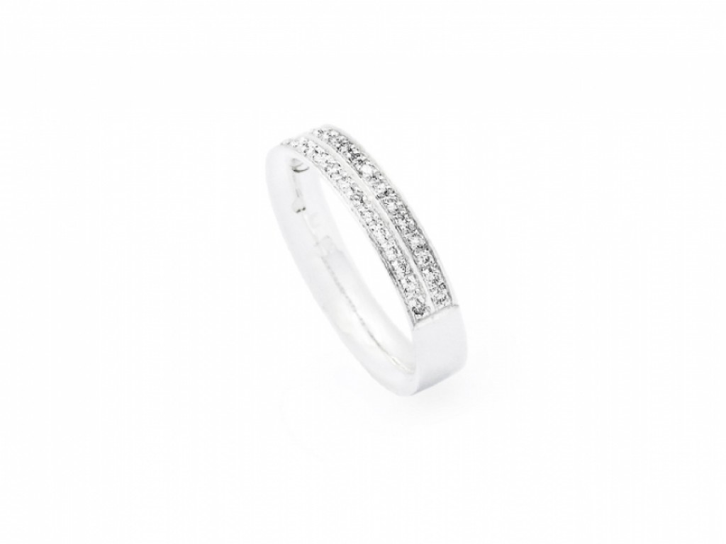Aliança de Casamento Ouro Branco com Diamantes ALR003198B