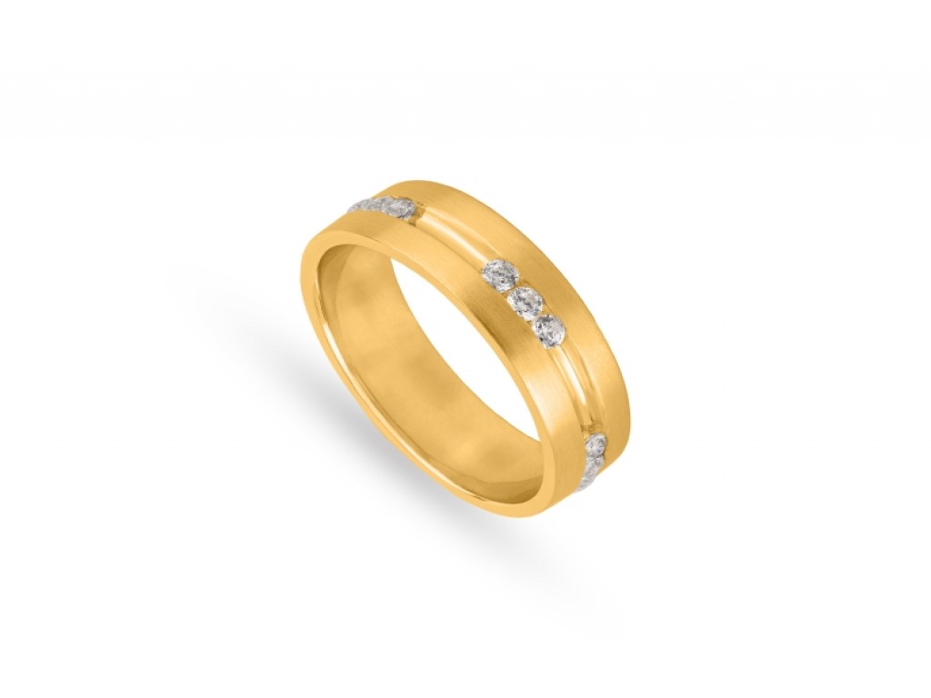 Aliança de Casamento Ouro Amarelo com Diamantes ALR004075A