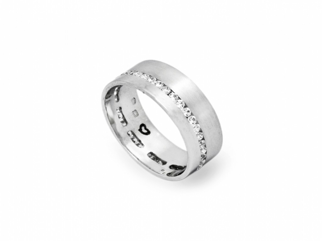 Aliança de Casamento Ouro Branco com Diamantes ALR003361B