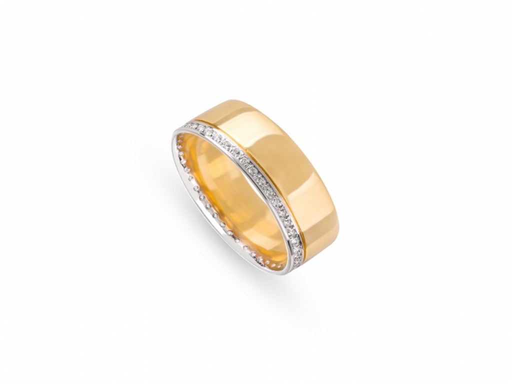 Aliança de Casamento Ouro Amarelo e Branco com Diamantes ALR004466AC