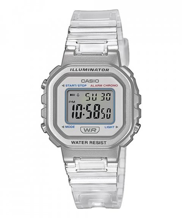 RELÓGIO UNISEXO CASIO COLLECTION DIGITAL BRANCO CINZA LA-20WHS-7AEF